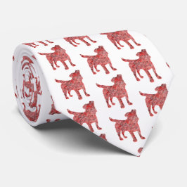 Jack Russell Terrier Kersthond Silhouette White Stropdas