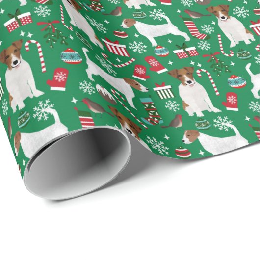 Jack Russell Terrier-kerstinpakpapier Cadeaupapier (Rol Hoek)