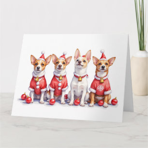 Jack Russell Terrier Kerstjurk Kerstman Hoed Kaart