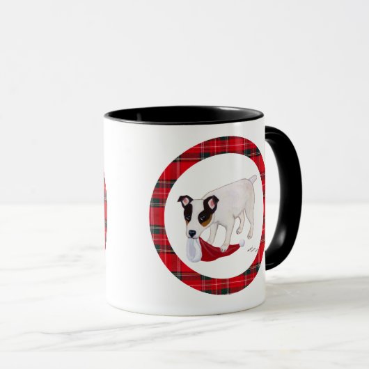 Jack Russell Terrier Kerstmis Mok (Voorkant rechts)