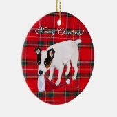 Jack Russell Terrier kersttartan Keramisch Ornament (Rechts)