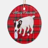 Jack Russell Terrier kersttartan Keramisch Ornament (Links)