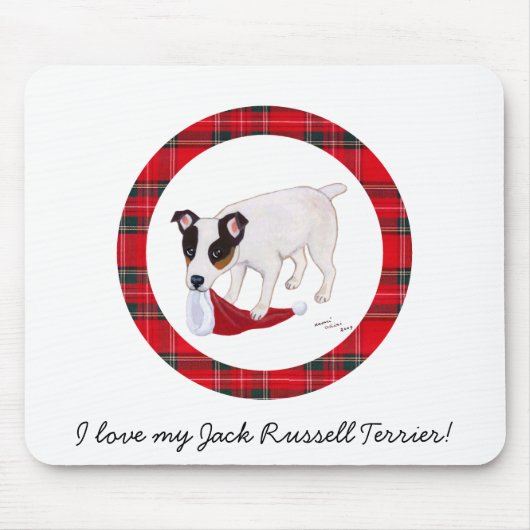 Jack Russell Terrier kersttartan Muismat (Voorkant)