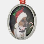 Jack Russell Terrier Kerstversier Metalen Ornament (Links)