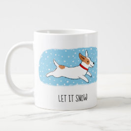 Jack Russell Terrier Laat het Sneeuwhond Custom Grote Koffiekop