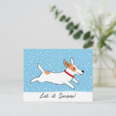 Jack Russell Terrier - Laat het Sneeuwhond Kerstmi Feestdagenkaart (Staand voorkant)