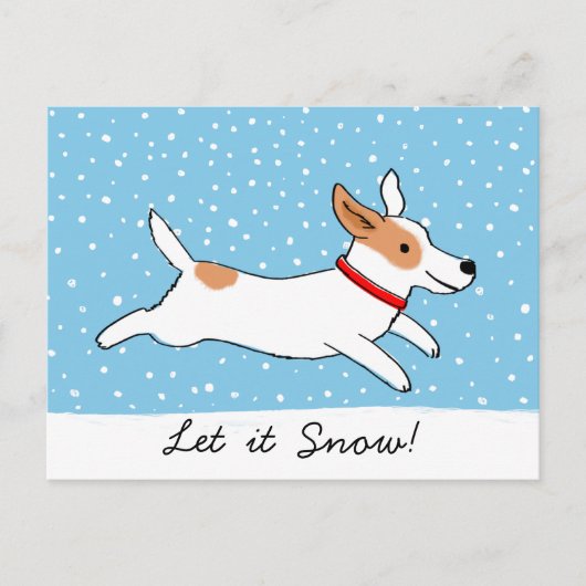 Jack Russell Terrier - Laat het Sneeuwhond Kerstmi Feestdagenkaart (Voorkant)