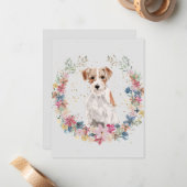 Jack Russell Terrier Lente Bloemen Monogram Notitiekaartje (Voorkant / Achterkant in situ)