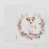 Jack Russell Terrier Lente Bloemen Monogram Notitiekaartje (Voorkant / Achterkant)