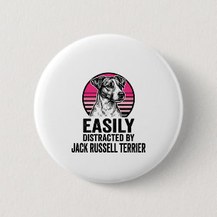 Jack Russell Terrier Licht Afleidbaar Vintage T-Sh Ronde Button 5,7 Cm