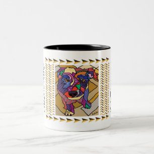 Jack Russell Terrier met een haring Tweekleurige Koffiemok