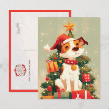 Jack Russell Terrier met Kerstboom en Cadeaus