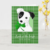 Jack Russell Terrier met St. Patrick's Day Green Kaart (Gele Bloem)
