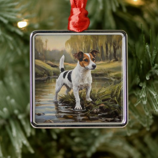 Jack Russell Terrier Metalen Ornament (Boom)