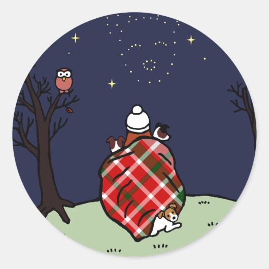Jack Russell Terrier Moeder en Starry Sky Ronde Sticker (Voorkant)