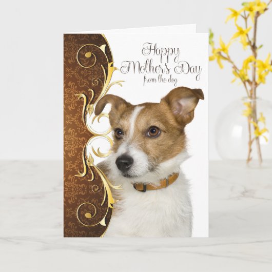 Jack Russell Terrier Moederdag Kaart (Gele Bloem)