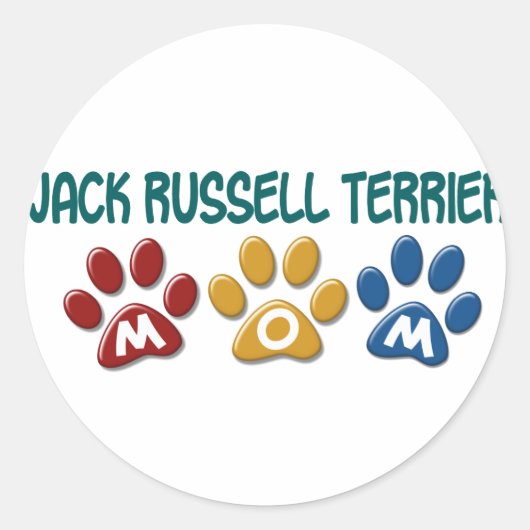 JACK RUSSELL TERRIER Mom Paw Print 1 Ronde Sticker (Voorkant)