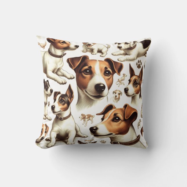  Jack Russell Terrier Naadloos Kussen (Voorkant)