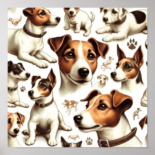  Jack Russell Terrier Naadloos Poster (Voorkant)