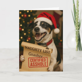 Jack Russell Terrier Naughty List Christmas card Feestdagen Kaart