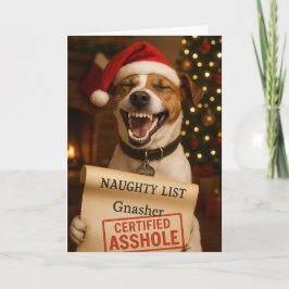 Jack Russell Terrier Naughty List Christmas card Feestdagen Kaart
