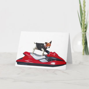 Jack Russell Terrier op het wenskaart Jetski Kaart