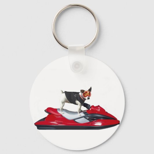 Jack Russell Terrier op Jetski sleutelhanger (Voorkant)