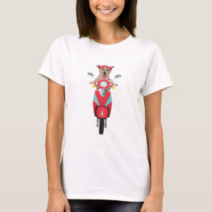 Jack Russell Terrier op Red Moped T-shirt