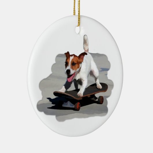 Jack Russell Terrier op Skateboard Keramisch Ornament (Rechts)