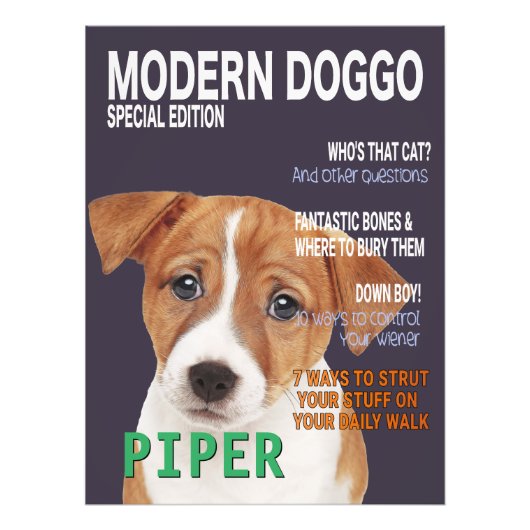 Jack Russell Terrier Parody Magazine Hoesje Foto Afdruk (Voorkant)
