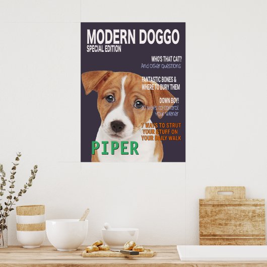 Jack Russell Terrier Parody Magazine Hoesje Poster (Keuken)