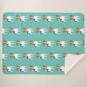 Jack Russell Terrier Pattern Aqua Sherpa Deken (Voorkant (horizontaal))