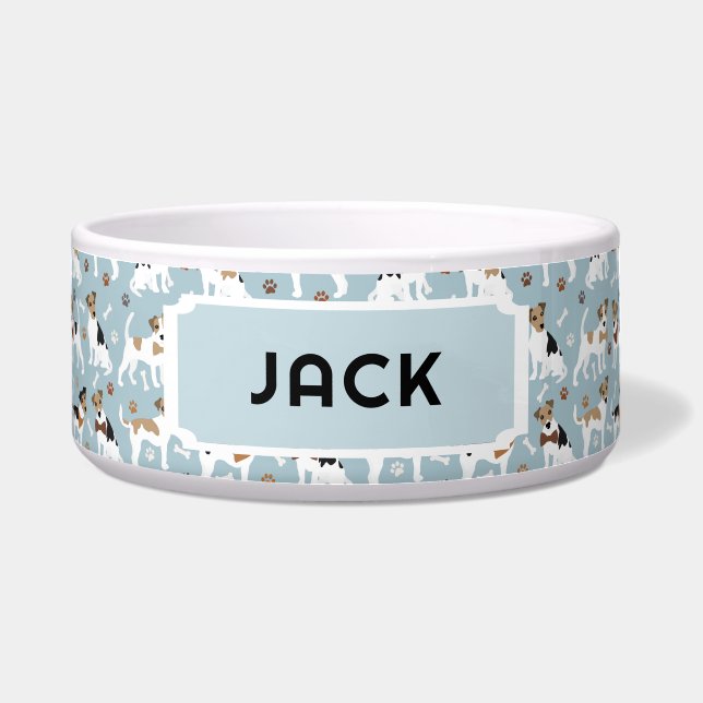 Jack Russell Terrier Paws and Botten Dog Voerbakje (Voorkant)
