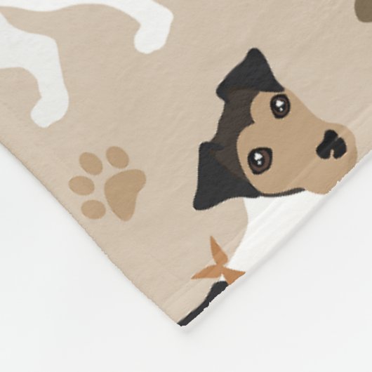Jack Russell Terrier Paws and Botten Fleece Blanke (Hoek)