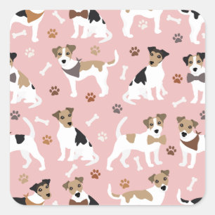 Jack Russell Terrier Paws and Botten Square Sticke Vierkante Sticker