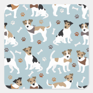 Jack Russell Terrier Paws and Botten Square Sticke Vierkante Sticker