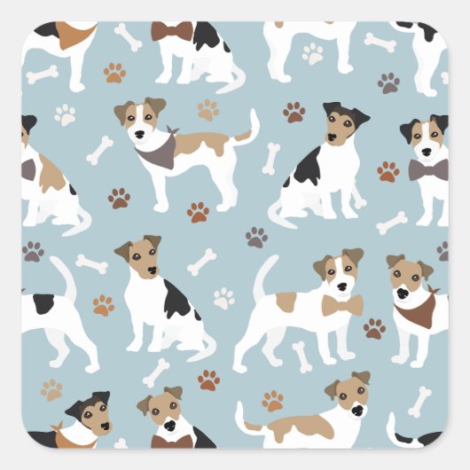 Jack Russell Terrier Paws and Botten Square Sticke Vierkante Sticker (Voorkant)