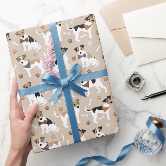 Jack Russell Terrier Paws and Botten Wrapping Pape Cadeaupapier (Geschenken)