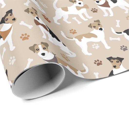 Jack Russell Terrier Paws and Botten Wrapping Pape Cadeaupapier (Rol Hoek)
