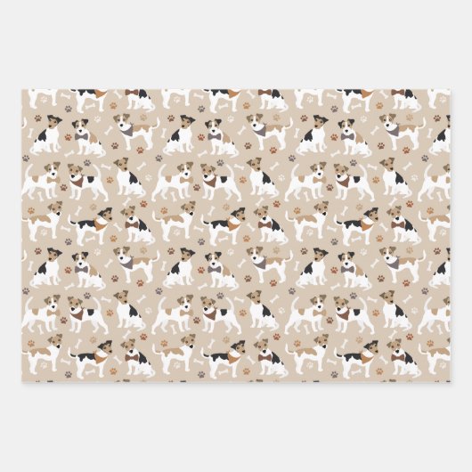 Jack Russell Terrier Paws and Botten Wrapping Pape Inpakpapier Vel (Voorkant 3)