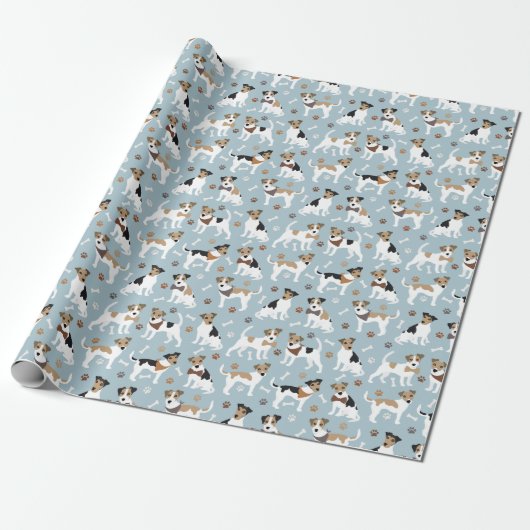 Jack Russell Terrier Paws en Botten Cadeaupapier (Uitgerold)