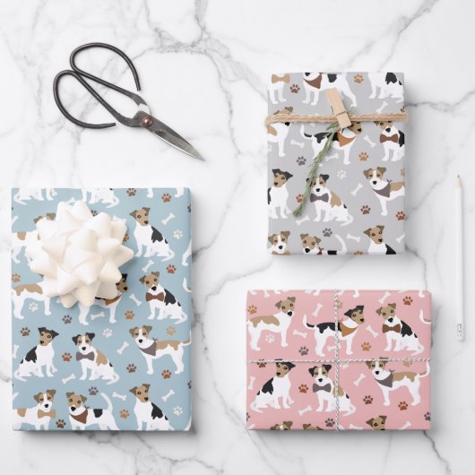 Jack Russell Terrier Paws en Botten Inpakpapier Vel (Voorkant)