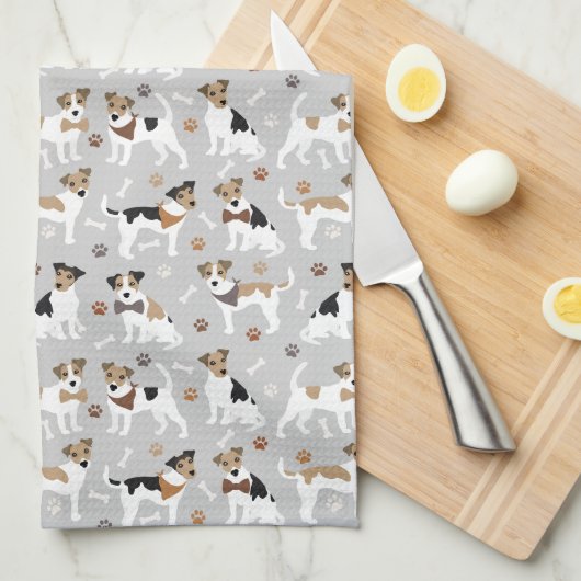 Jack Russell Terrier Paws en Botten Kitchen Towel Theedoek (Quarter Fold)