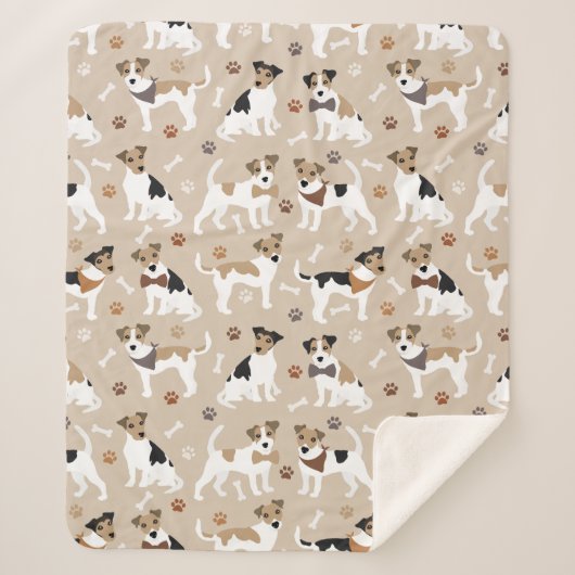 Jack Russell Terrier Paws en Botten Sherpa Deken (Voorkant)
