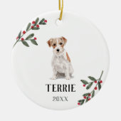 Jack Russell Terrier Persoonlijke kersthond Keramisch Ornament (Voorkant)