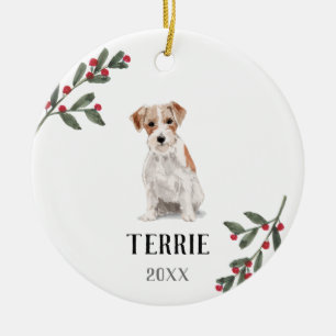 Jack Russell Terrier Persoonlijke kersthond Keramisch Ornament
