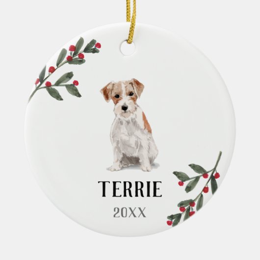 Jack Russell Terrier Persoonlijke kersthond Keramisch Ornament (Voorkant)