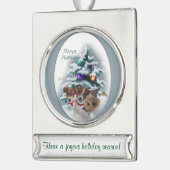 Jack Russell Terrier Persoonlijke Kerstmis Verzilverd Banner Ornament (Links)