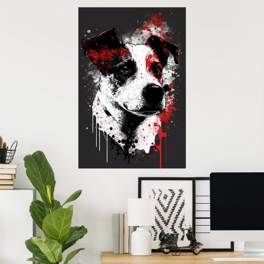 Jack Russell Terrier Portrait Poster (Thuiskantoor)