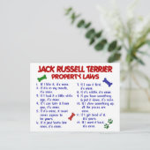 JACK RUSSELL TERRIER Property Laws 2 Briefkaart (Staand voorkant)